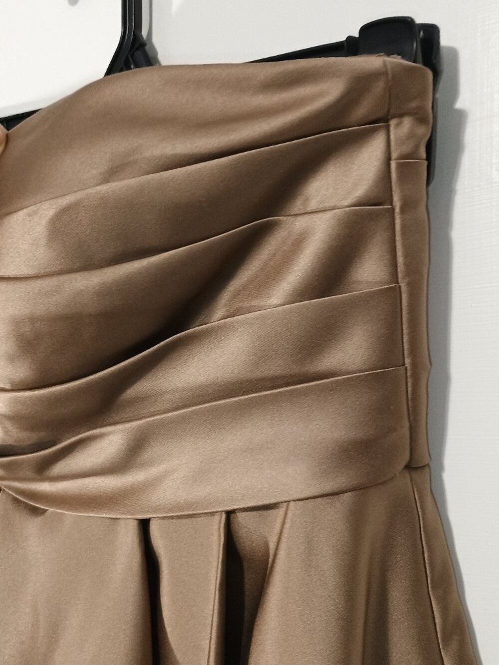 Bill Levkoff Size 8 Taupe Satin Strapless Cocktail Dress Bridesmaid Formal - Picture 7 of 9